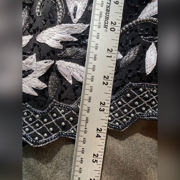 Draper’s & Damon’s Blouse Women’s XL Black Beaded Embroidered Lined Formal Party - Picture 5 of 7